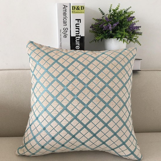 Chenille Fabric Sofa Cushion Cover Plaid Throw Pillow Cover Decorative Pillow Case for Car Home