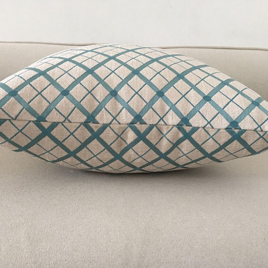 Chenille Fabric Sofa Cushion Cover Plaid Throw Pillow Cover Decorative Pillow Case for Car Home