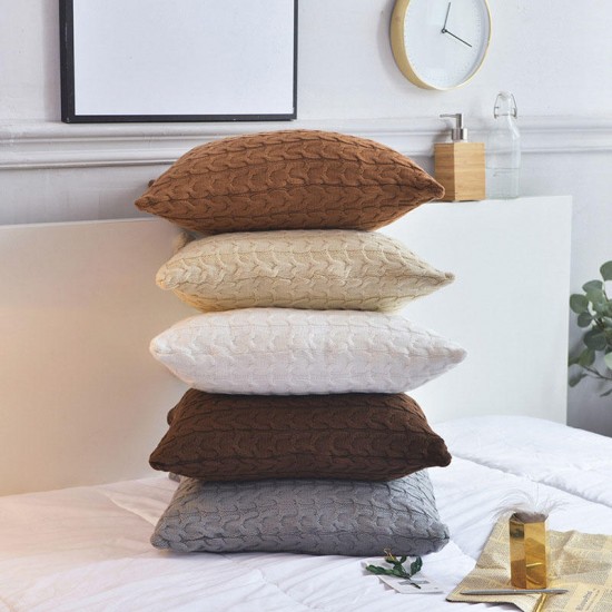 100% Cotton Knit Cushion Covers Decorative Stretchable Pillow Case for Living Room Car Office